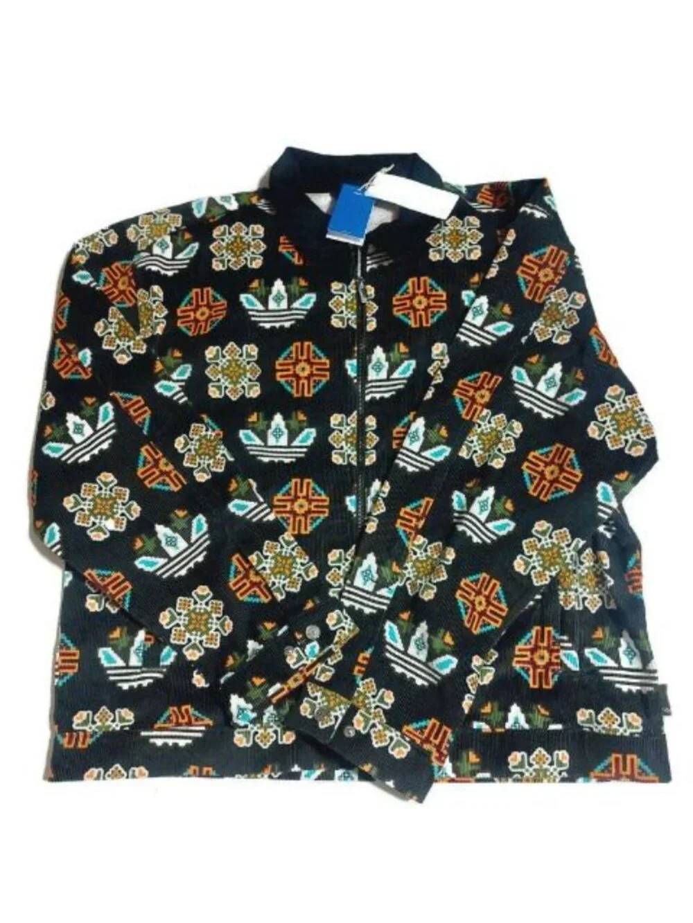 Adidas Monogram All Over Print Loose Coach Jacket Mens Size XL Black JY2998